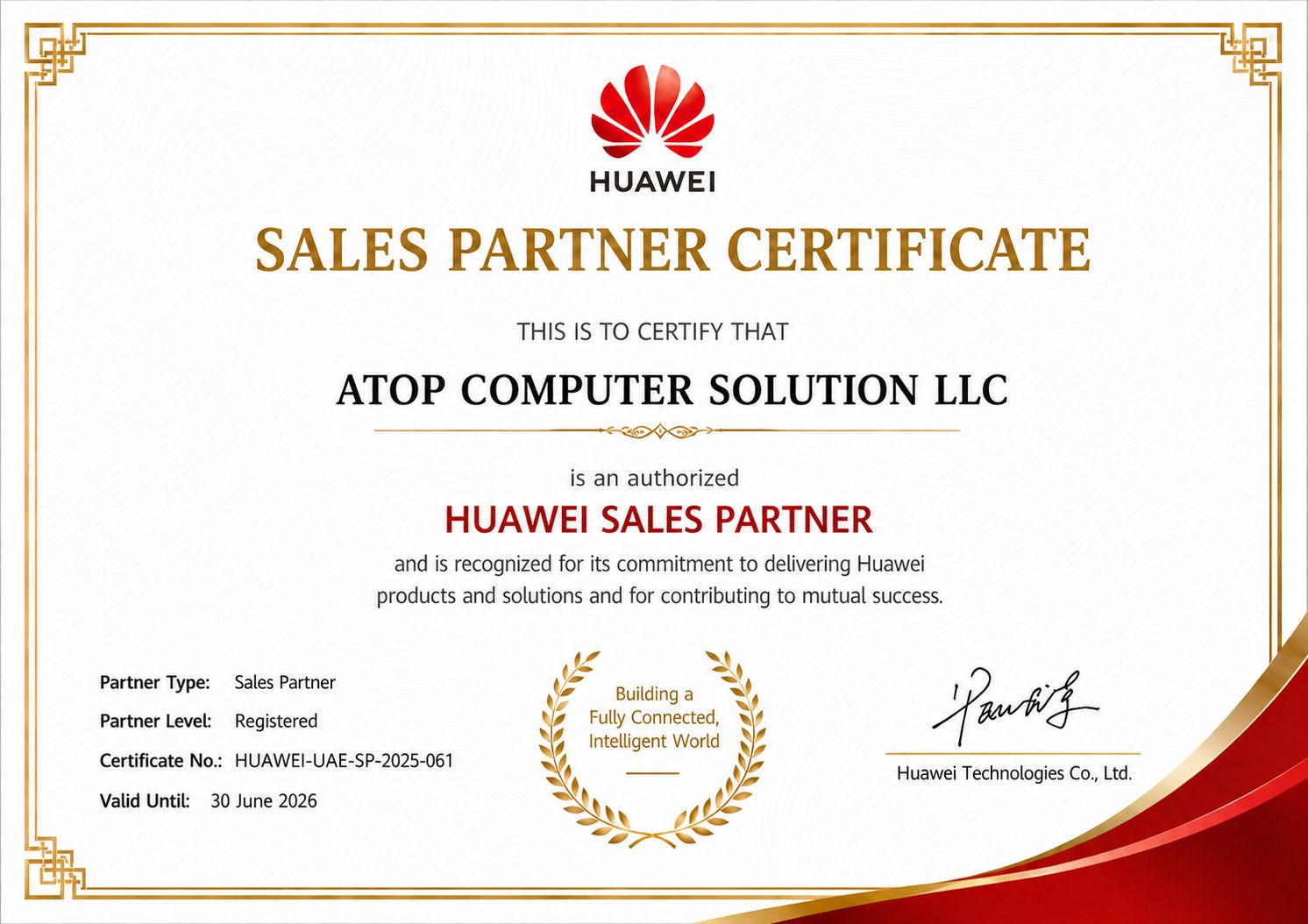 Huawei Sales Partner Certificate 